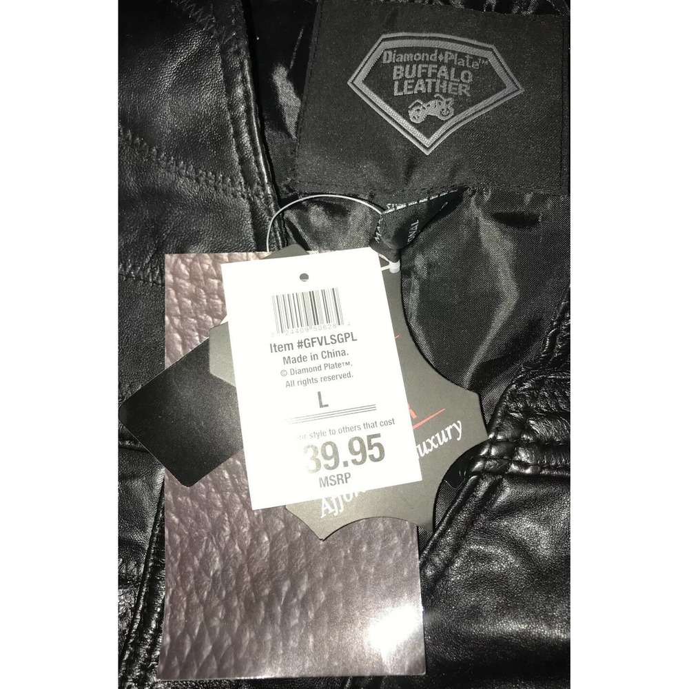 Womens Diamond Plate Leather Vest Concealed Carry Pocket Sz Large Motorcycle - Picture 4 of 6